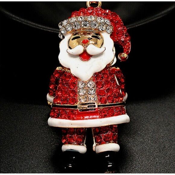 ♥️ Betsey Johnson Sparkling Jolly Santa Claus pendant necklace ♥️ - Picture 4 of 6